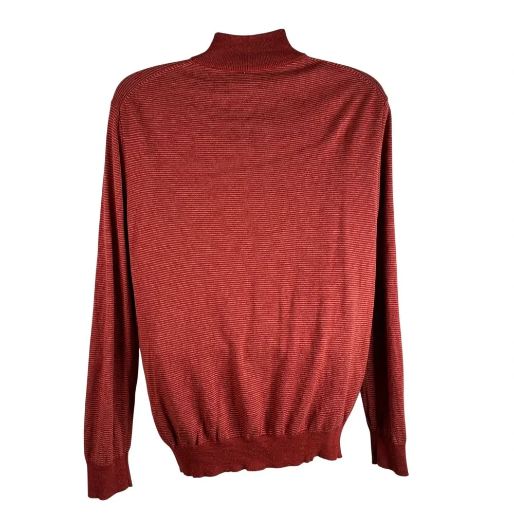 Vineyard Vines Thaxter Stripe‎ Quarter-Zip Sweater Rust Red Size Large Mock Neck
